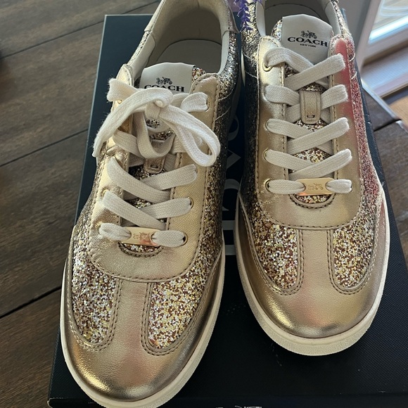 Coach Gold Glitter C116 sneaker size 10 SOLD - Picture 3 of 6